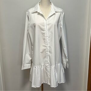 NWOT Layering White Button-Down Pleated Shirt Dress